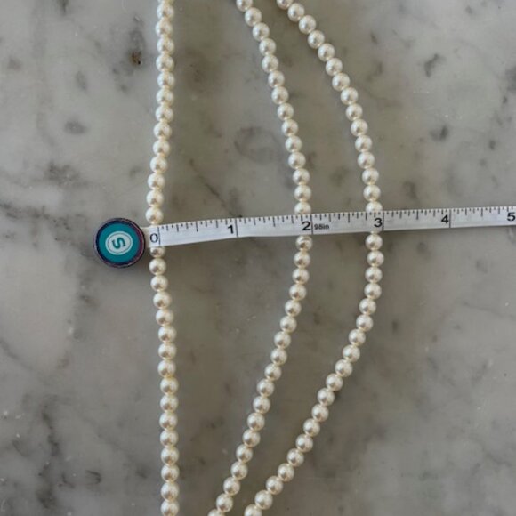 NAPIER Vintage 3 Strand Faux Pearl Enamel Accent Gold Tone Necklace - Picture 15 of 16